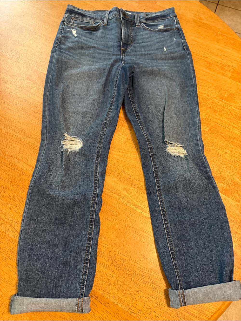 LC Lauren Conrad Dark Blue Distressed Boyfriend Jeans